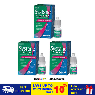 3 X Alcon Systane Ultra Lubricant Eye Drops High Performance 10ml
