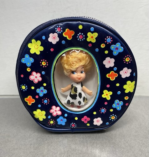 Cartera y muñeca vintage Liddle Kiddle Hong Kong clon vinilo sellado cremallera flores