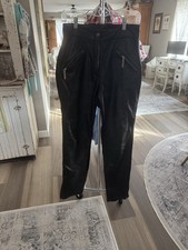 Vintage Women's HARLEY DAVIDSON Leather / Nylon Biker Pants Zipped Black 38/10