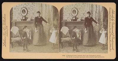 Photo:1893 Domestic Discipline Woman Slaps Child Stereo Cabinet Card