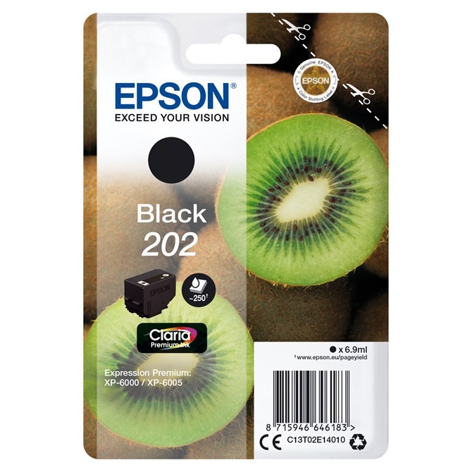 Epson Black 202 (T02e14010) Original Claria Premium Standard Capacity Ink Cartridge (Kiwi) - Image 4