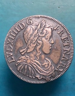 France ⚠️RARE⚠️ Louis XIV 1/2 Ecu a la Mèche Longue 1649 K Bordeaux NA.RX