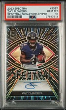 2023 Panini Spectra Spectral Signatures Zay Flowers Hyper Prizm /75 PSA 10 POP 1