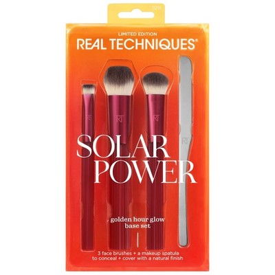 Real Techniques Solar Flare Golden Hour Brush Set New NIB 098 099 100 Spatula