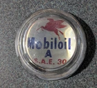 VTG Glass Dome Mobiloil A S.A.E 30 Advertising Gas Oil Collectible Paperweight