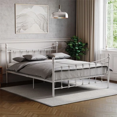 Vida Designs Paris Double Metal Bed Frame Bedroom Furniture, White