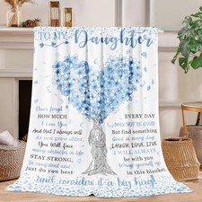 to My Daughter Blanket from Mom Daughters Birthday Gifts Christmas 60"x50" Blue