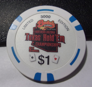 BUCKY'S YAVAPAI GAMING CASINO (LTD 3000) $1 gaming poker chip Prescott AZ