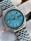 Vintage Seiko 5 Automatic Tiffani blue Sunburst Dial Wrist Watch For Mens Japan