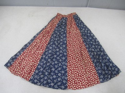 VTG ANTS Skirt Womens OSFM Blue Red Floral Boho Casual USA Made Swingster