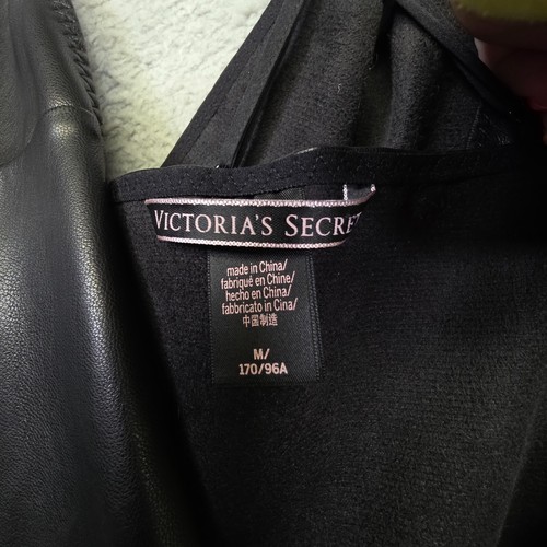 Victorias Secret Babydoll Dress Lingerie Womens M Black Faux Leather Cos Play - Picture 11 of 14