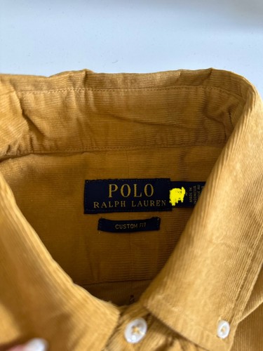 Polo Ralph Lauren Cord Shirt Mustard/Yellow Button Down Custom Fit Size XL - Picture 6 of 7