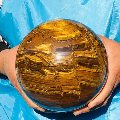 9.43LB Natural Tiger's Eye Ball Quartz Crystal Sphere Gem Healing Décor