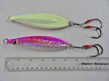 1-10 pcs Flat Fall Keel Pink Glow Jigs 80g 100g 120g 160g 200g 250g