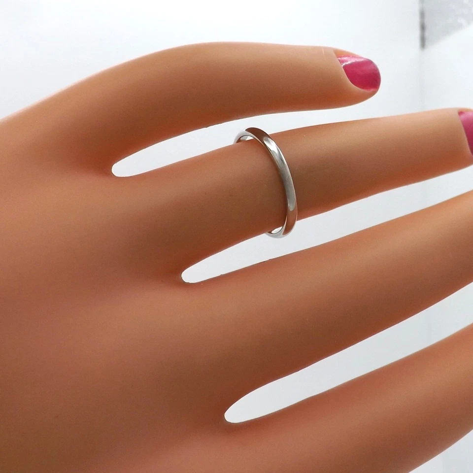 Platinum 950 Wedding Safety Guard Band Ring Plain Stackable Thin Womens sz5 2mm - Image 3 of 4