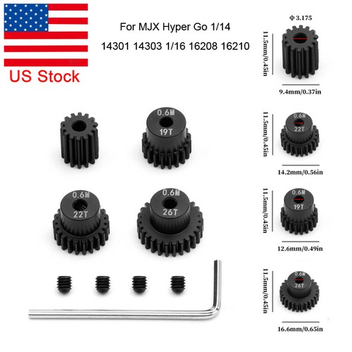 Metal Motor Gear Set For MJX Hyper Go 1/14 14301 14303 1/16 16208 16210 RC - US
