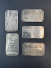 5 x Engelhard 1oz Silver Bar Lot * NO SERIAL, MTB , EAGLE, REPEATER, PEBBLE BACK