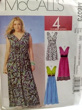 Dress Sleeveless 18W 20W 22W 24W McCalls M6073 Sewing Pattern UC McCall's 6073