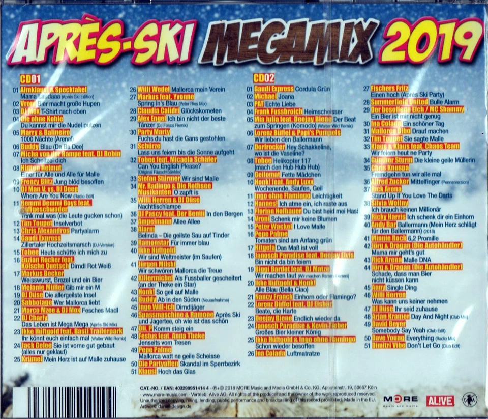 APRES SKI MEGAMIX 2019 - 2 CD Box NEU OVP - Bild 2 von 2