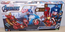 Marvel Avenger Titan Hero Series Iron Man  Captain America Figure & Vehicle Set
