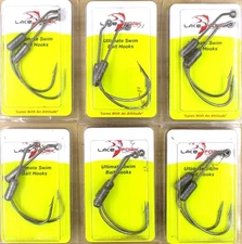 (6) Packs Lake Fork Weighted Swim Bait 10/0 Fish Hooks Brand New In Pack