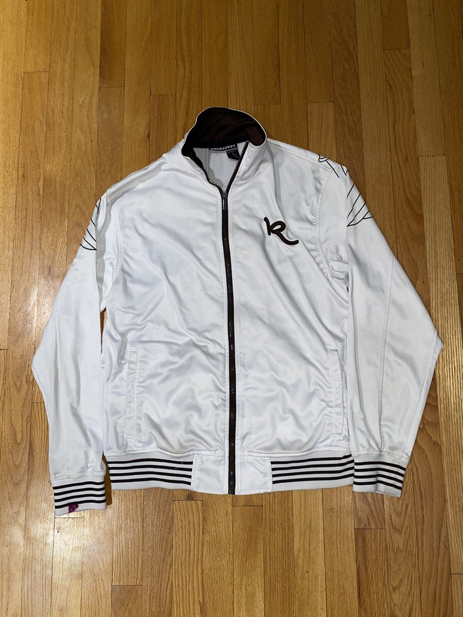 Vintage Rocawear Full Zip Up All White Brown Jacket Men's