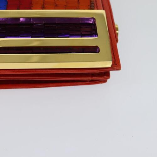 FENDI Sequin Shoulder Bag Leather Red Auth 113262 - Picture 15 of 24