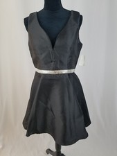 Crystal Doll juniors 11 black prom dress fit & flare sleeveless rhinestone