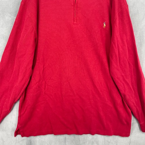 Polo Ralph Lauren Sweater Mens XLT Red Estate Rib Knit Quarter Zip Pony Logo - Picture 3 of 14