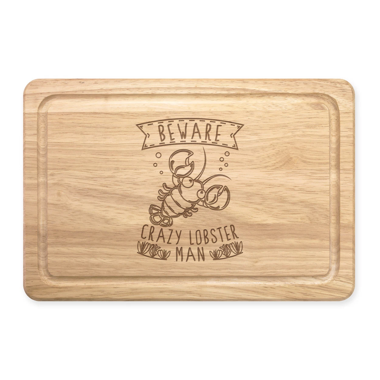 Beware Crazy Lobster Man Rectangular Wooden Chopping Board - Funny Animal