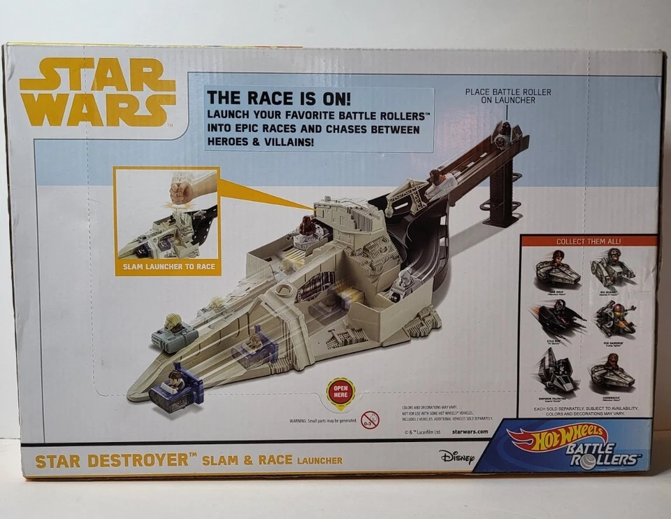 Star Wars Hot Wheels Battle Rollers Star Destroyer Slam & Race Launcher Han Solo Foto 2 de 4