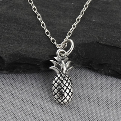 Tiny Pineapple Necklace - 925 Sterling Silver - Hawaiian Fruit Pendant NEW Kind