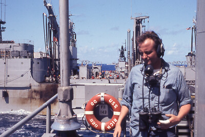 USS MILWAUKEE AOR-2 GOING PASS THE USS RICH DD-820 - 1971 PHOTO SLIDE