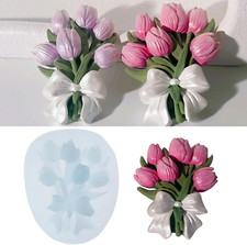 3D Tulip Bouquet Candle Mold, Plant Silicone Mold, Flower Resin Mold for Soap So