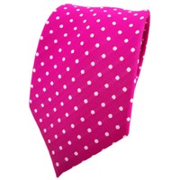 Tigertie Seidenkrawatte Magenta Fuchsia Silber Gepunktet - Krawatte Seide Tie