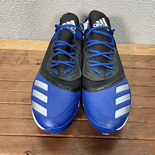 Adidas Baseball Cleats Mens 16 Black Blue White Icon V Bounce Shoes Sports NEW - Picture 4 of 10
