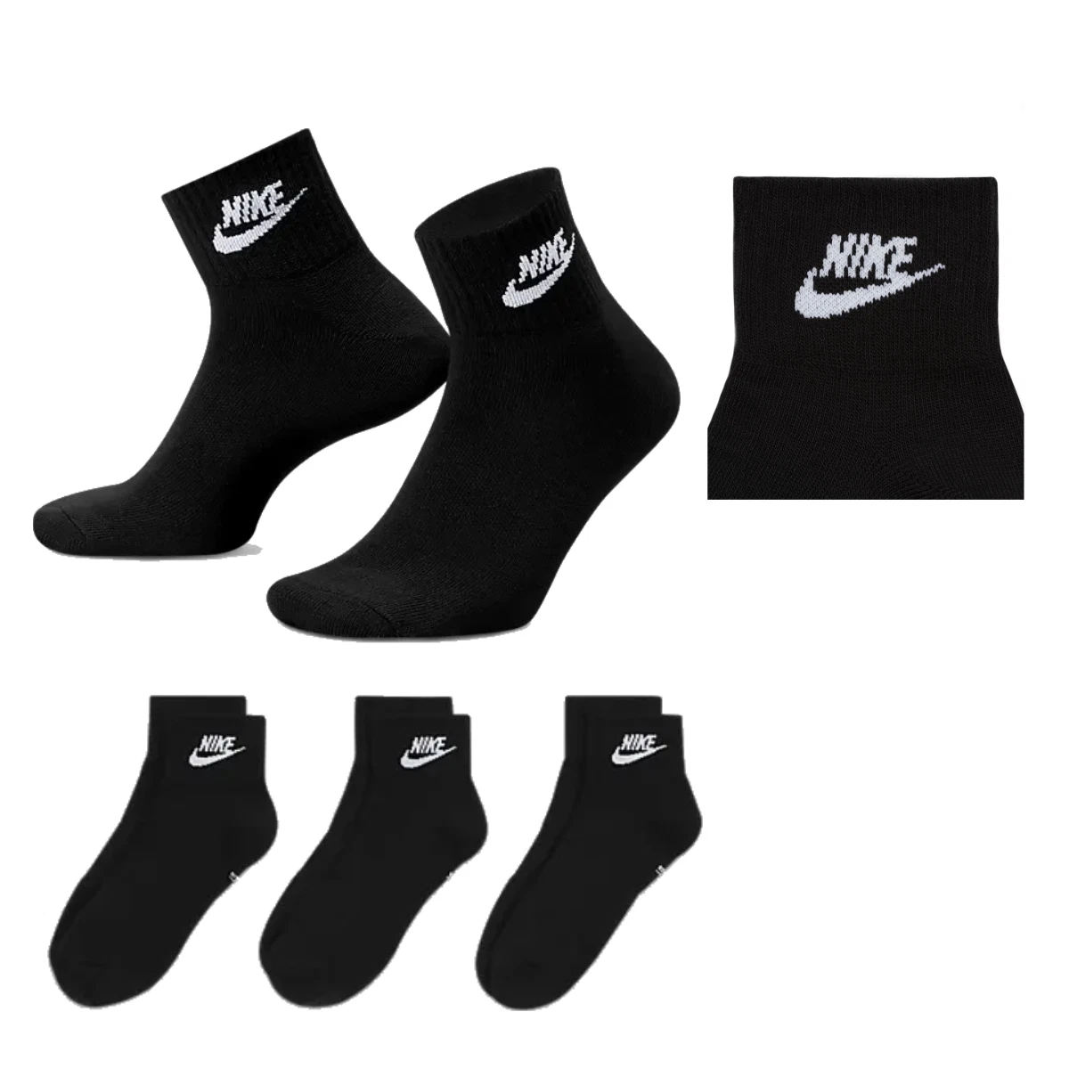 Nike 3 Paar Socken DX5074 Everyday Essential Quater Weiß Schwarz bunt sneaker