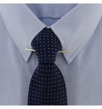 Silver Tone Mens Floral Collar Bar Clip 2 1/8" Ky & Co USA Made