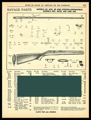1963 SAVAGE 4C 4CD STEVENS SPRINGFIELD 84C 84CD 84D 56C Rifle