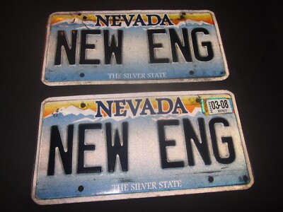 Nevada NEW ENG new england PERSONAL LICENSE PLATES PAIR Plate 2008 Tag