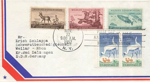 1098 3c WHOOPING CRANE - Combo FDC sent to Germany