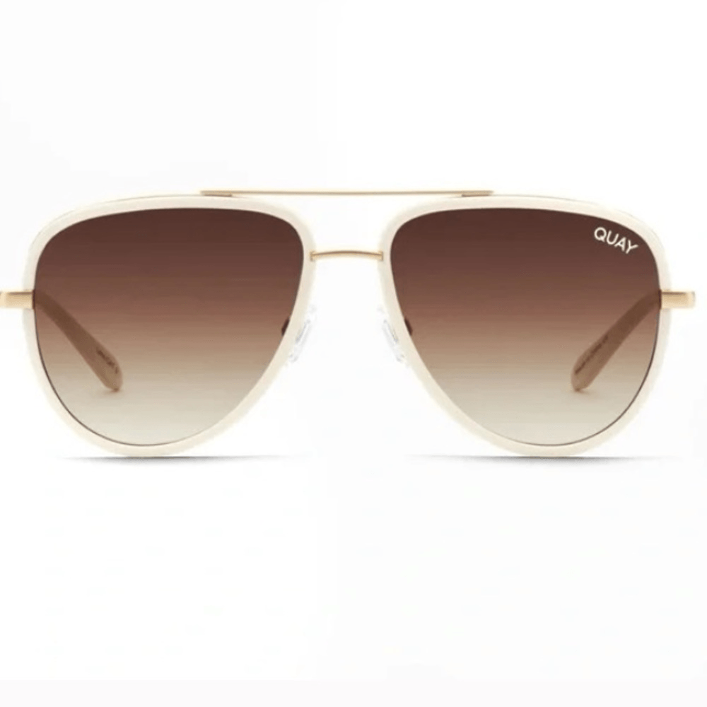 NEW! Rare Quay all in mini white aviators ALL IN MINI Small Pilot Sunglasses with Gradient Lenses – QUAY main image 2