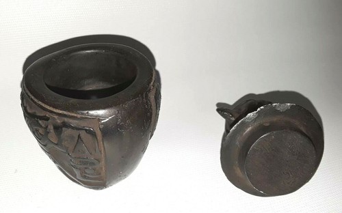 Osiris Egyptian Falcon Antique Hawk Canopic Hieroglyphs Jar Horus Burial Urn - Picture 5 of 7