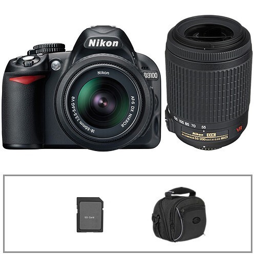 Nikon D3100 Camera Kit W 18-55mm & 55-200mm Lens Bundle