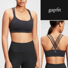 NWT GAP 39.95 GapFit Eclipse Medium Support Strappy Sports Bra, true black, XS