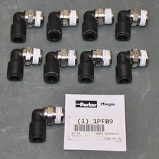 (9) Parker Legris 90° Elbows 3109 60 18, 3/8" Push to Connect Tube x 3/8" NPT