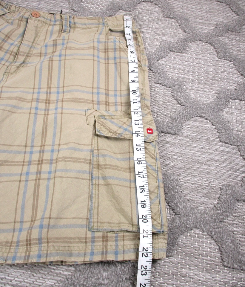 Pantalones Cortos De Colección Quiksilver Para Hombres 36 Bronceados Carga Cuadros Y2K Patín Calle Hip Hop Foto 4 de 4