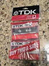 TDK D-60 Cassette Tape - 2 Pack Vintage 1982 Media New Sealed
