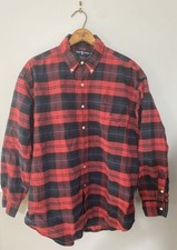 Vintage Polo Ralph Lauren Black Red Flannel Large Button-up Shirt USA Made
