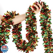 50 Feet Christmas Tinsel Garland Metallic Twist Shiny Hanging Garland for Chr